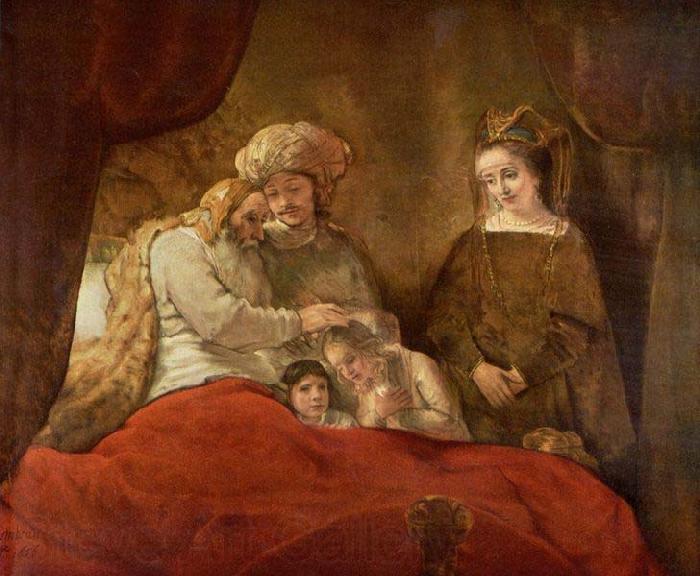 REMBRANDT Harmenszoon van Rijn Jacob blessing Joseph second son, France oil painting art